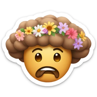 Brown fart cloud with flower crown sticker
