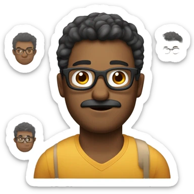 homem magro, brancom, com cavanhaque, super calvo, de oculos, cabelos pretos sticker