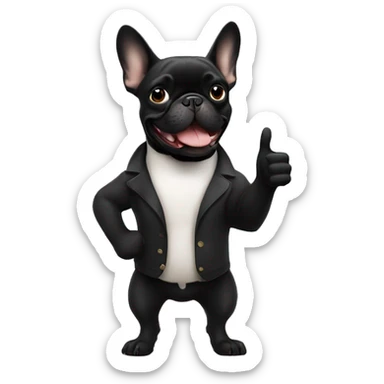 Black french bulldog doing thumbs up  sticker