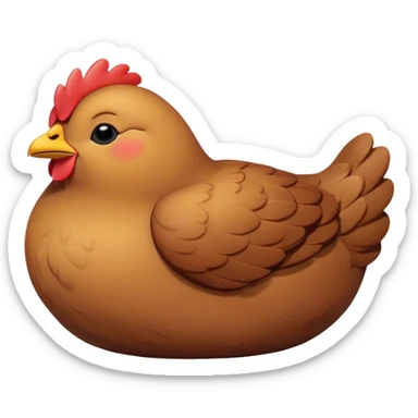 Meme-Worthy Cute Sleeping Brown Chicken Portrait Emoji, Head resting peacefully with a contented smile, showcasing a delightfully compact build and a luxuriously soft brown plumage, eyes shut in a serene, restful nap, Simplified yet hilariously adorable features, highly detailed, glowing with a soft, drowsy light, high shine, relaxed and utterly lovable, stylized with an air of playful laziness, bright and heartwarming, soft glowing outline, capturing the essence of a comically sleepy chicken, so meme-worthy it feels like it could instantly become the next viral sensation of adorable slumber! sticker