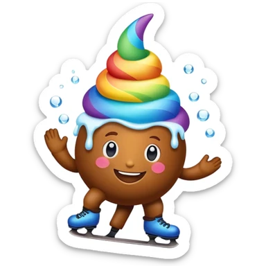 rainbow Poop emoji skating   sticker