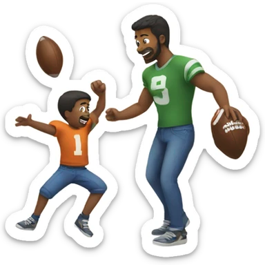 Dad throwing a football with son sticker
