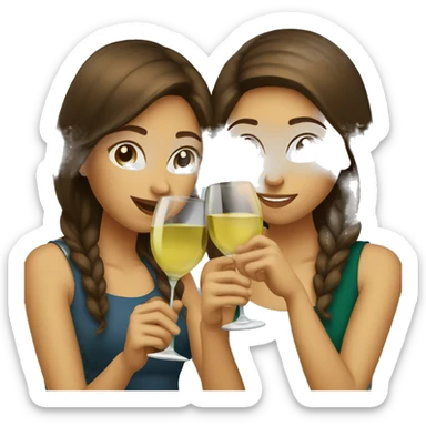 Two brown haired girls sipping white wine sticker