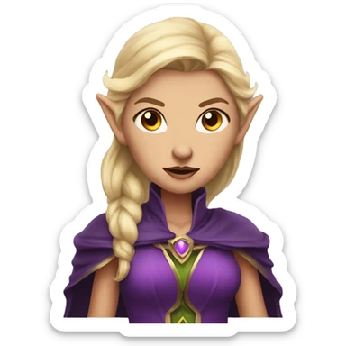 Noble female Elf with Elf ears and blonde hair and purple robes angry sticker
