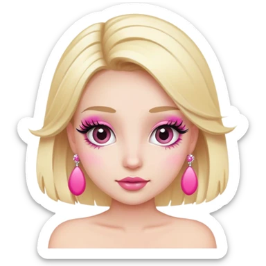 Cute blonde character with exaggerated eyelashes and pink accessories sticker