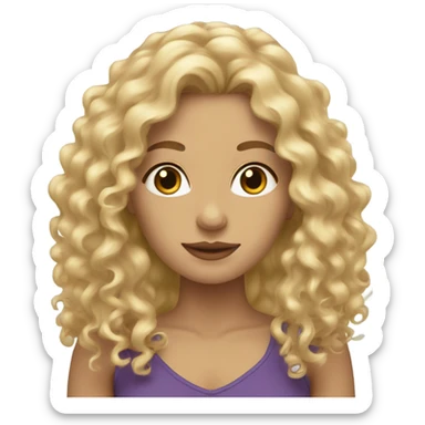 Curly blonde woman with hazel eyes and long hair sticker