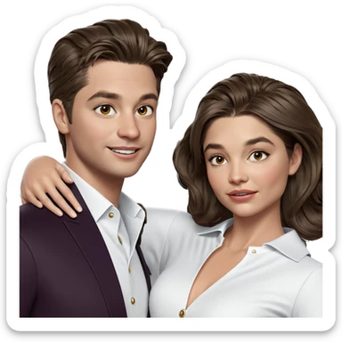 smiling couple in formal attire sticker