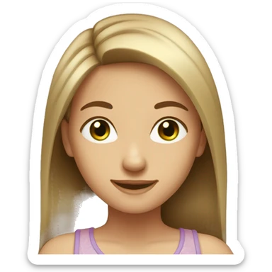 Girl with green eyes light brown straight hair smiling  sticker