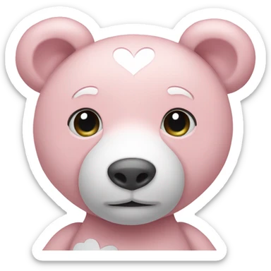 Light pink teddy bear with white heart sticker