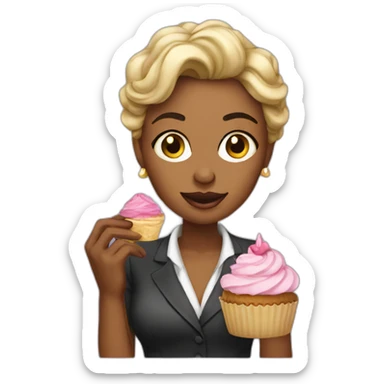 boss lady eating a cupcake sticker