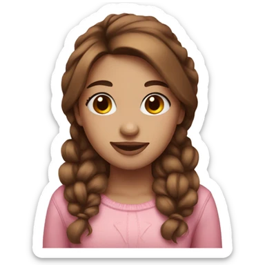 A pink cute girl snowman brown hair sticker