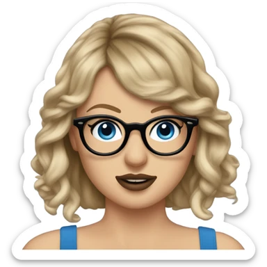 Realistic Taylor Swift, blu eyes, glasses  sticker