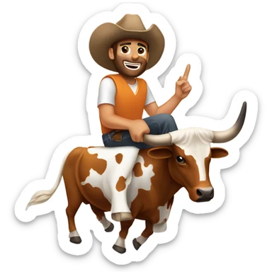 texas longhorn with adam riding it sticker