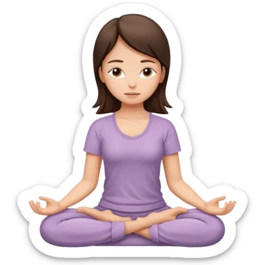 brunette girl meditating sticker