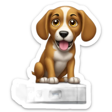 angry dog guarding a hard disk sticker