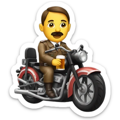 hitler drinking beer on a motorbike sticker