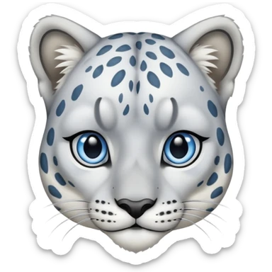 Deformed cute Snow leopard-Eyes are long and blue sticker