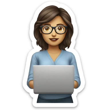 femmes brune coupe au carrée et lunette sur un ordinateur sticker