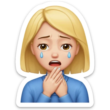 a girl crying and chocking herself sticker