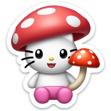 hello kitty with mushroom sticker