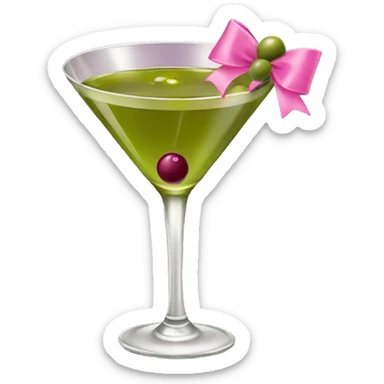 Olive martini with pink bow sticker