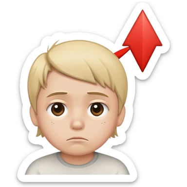 a small person with drooping shoulders and a downward-pointing arrow above their head sticker