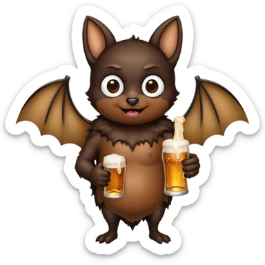 black bat drinking beer sticker