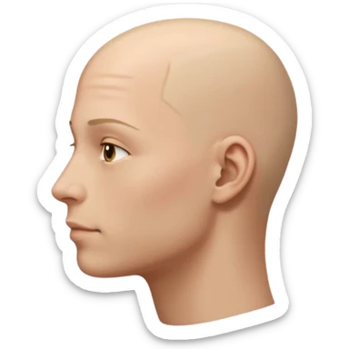 the profiile of a face with no hair, looking completely to the rifht sticker