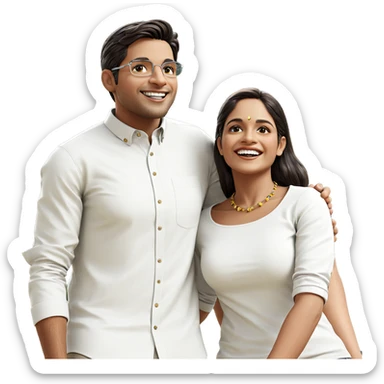 smiling duo in outdoor setting sticker