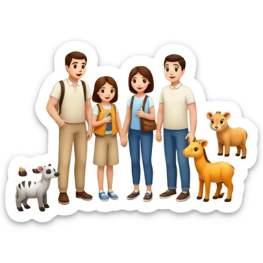 a family looking at animals at the zoo sticker