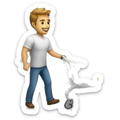 white man is going with product cart sticker