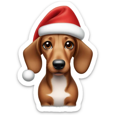 Sausage dog with a Christmas hat sticker