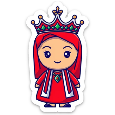 Ottoman queen with red dress and crown, imperial Turkish royal attire sticker