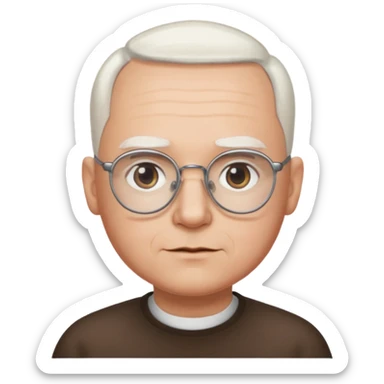 chauve cheveux blanc visage rond lunette gros sourcils sticker