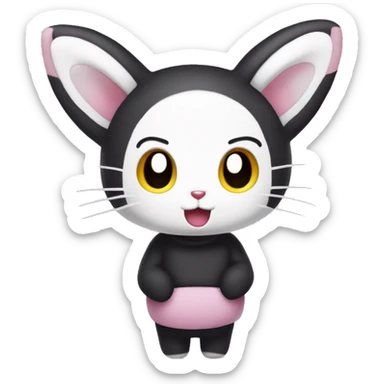 Hello Kitty Kuromi Bunny with silly facial expressions  sticker