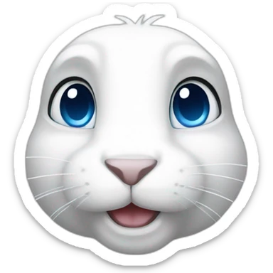 Rabbit White with bleu eyes sticker