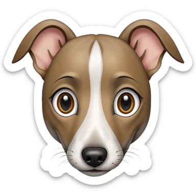 Create a brindle whippet emoji with long Dobby looking ears  sticker