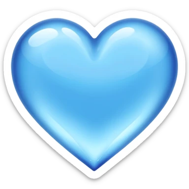 A blue heart made of clear, transparent water sticker
