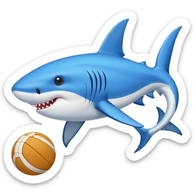 Un tiburon con tenis azules sticker