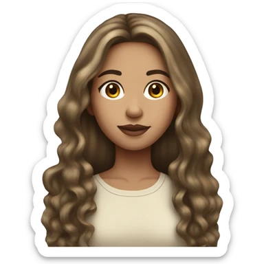 Brunette with blonde highlight lightskin girl portrait with long hair sticker