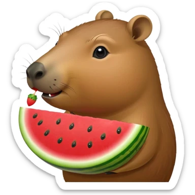 capybara eating a watermelon slice sticker