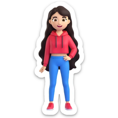 emoji of Yailin La Más Viral, long dark hair, expressive eyes, confident smile, trendy and stylish appearance, fashionable outfit, lively and vibrant expression, energetic personality sticker