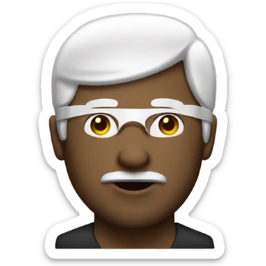 blindfolded man with white hair sticker