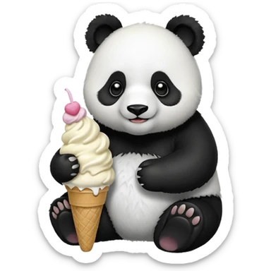 Panda eating ice cream sticker