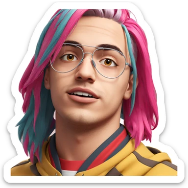pink haired boy portrait sticker