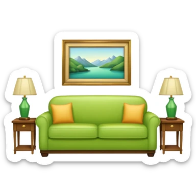 living room in ios emoji style

no TV, and make the couch a light green color sticker
