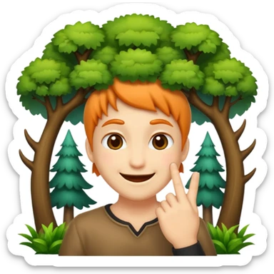mystic forest character finger under chin teasing smile sticker