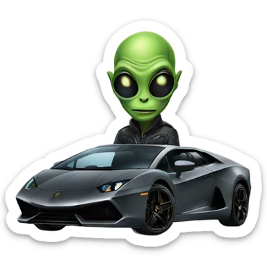 Alien on a lambo sticker