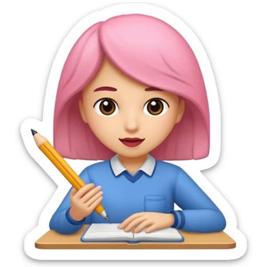 rosa escribiendo pensando sticker