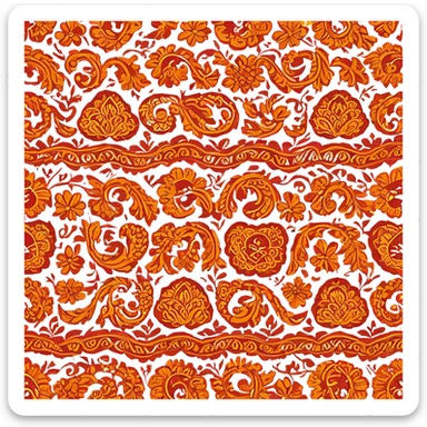 Cinematic Realistic Indonesian Batik Emoji, depicted as a richly patterned textile with intricate colorful designs, rendered with vivid textures and dynamic cultural lighting that captures its artistic heritage. sticker